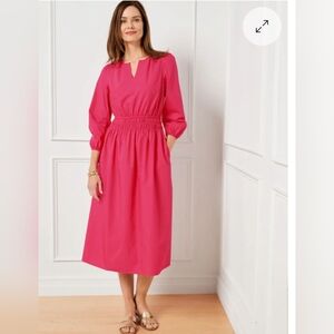 NWOT Talbots size 16 cotton poplin azalea pink midi dress